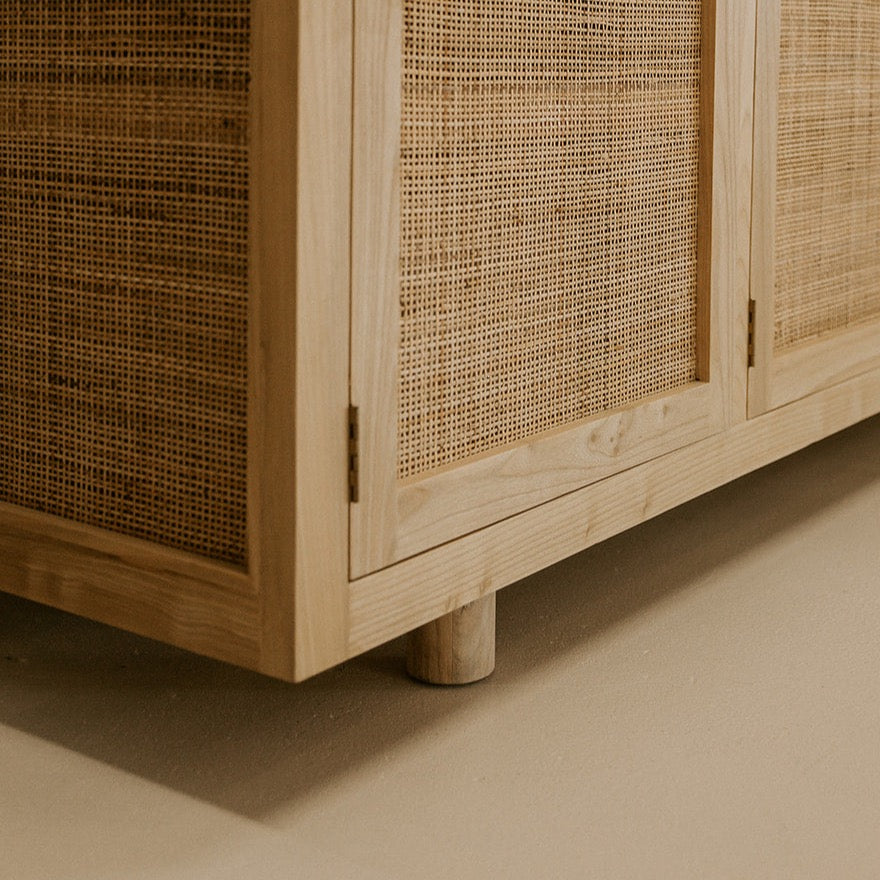 MYRA RATTAN & SUNGKAI TIMBER BUFFET WITH ROUNDED FEET