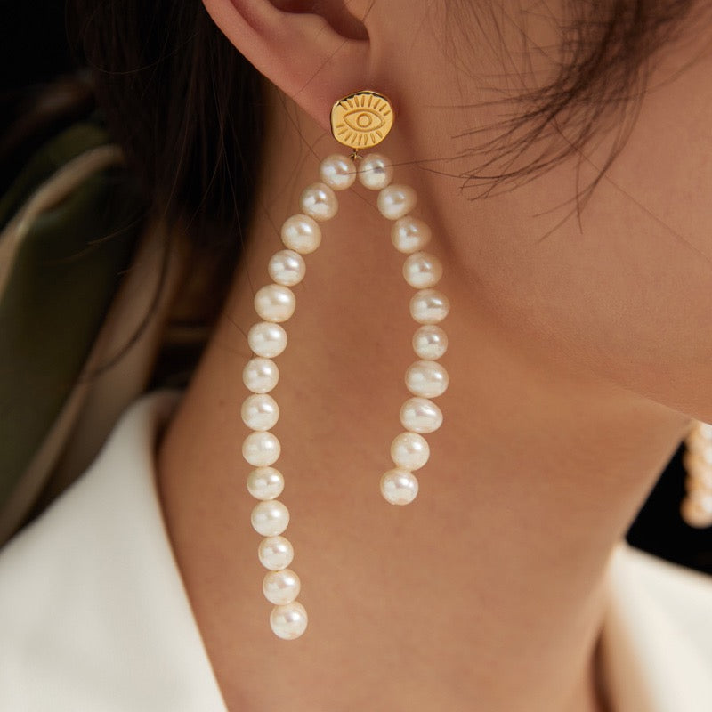 Long Natural Pearl Earrings (single) E0701