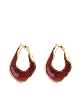 Red Oil-drop Glaze Earrings E0802