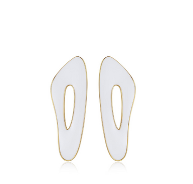 White Oil-drop Glaze Earrings E0561