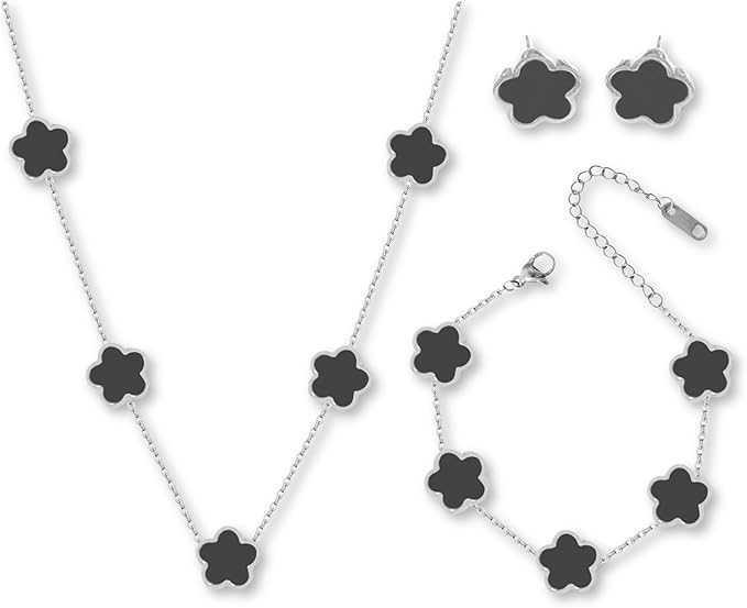 Five Leaf Clover Set (Necklace, Bracelet, & Earrings)