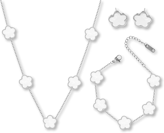 Five Leaf Clover Set (Necklace, Bracelet, & Earrings)