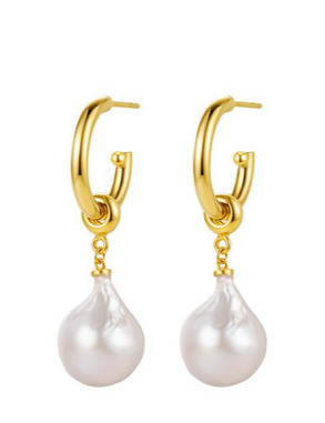 Baroque Pearl Earrings with 2 Wearing Ways E0696