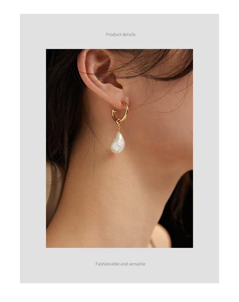 Baroque Pearl Earrings with 2 Wearing Ways E0696