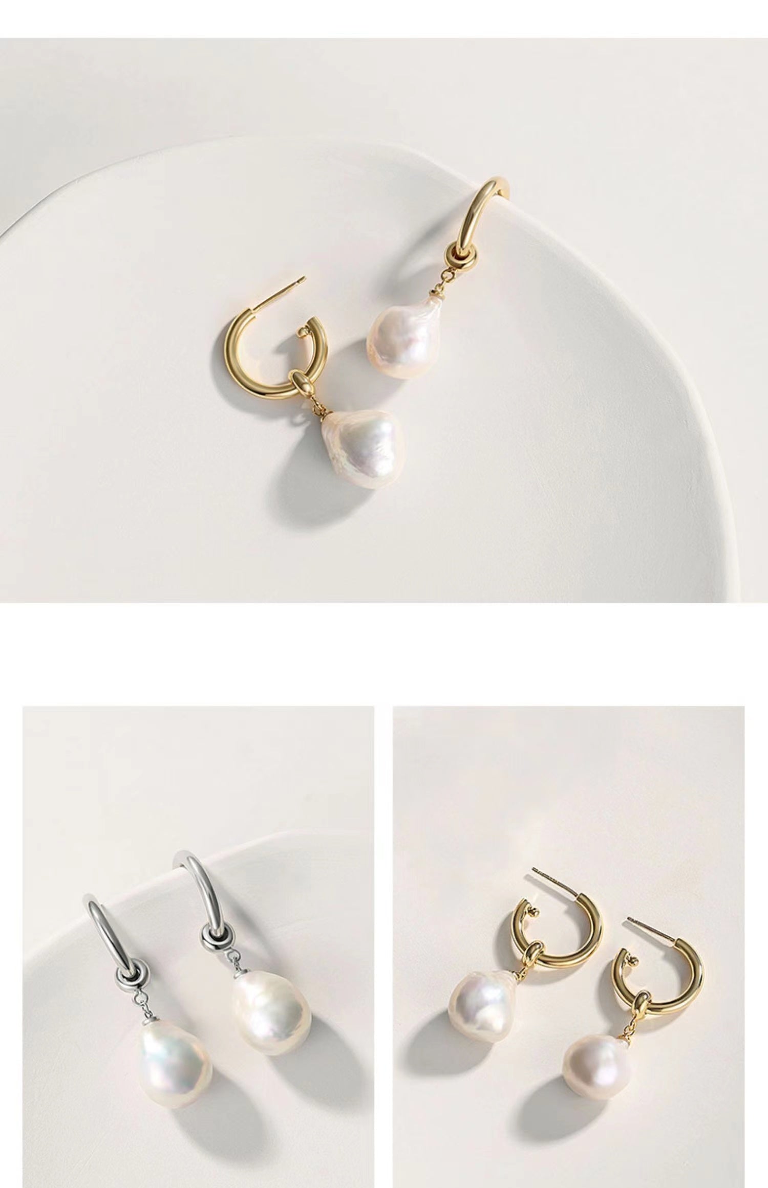 Baroque Pearl Earrings with 2 Wearing Ways E0696