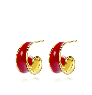 Red Oil-drop Glaze Earrings E0369