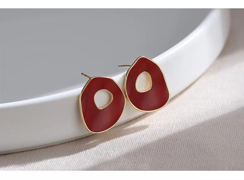 Red Oil-drop Glaze Earrings E0563