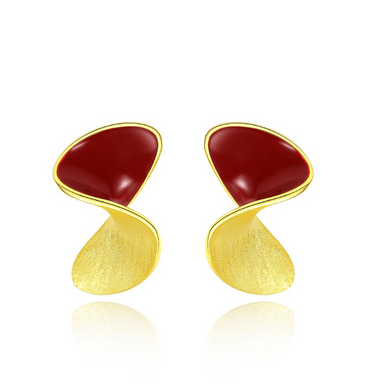 Red Oil-drop Glaze Earrings E0604