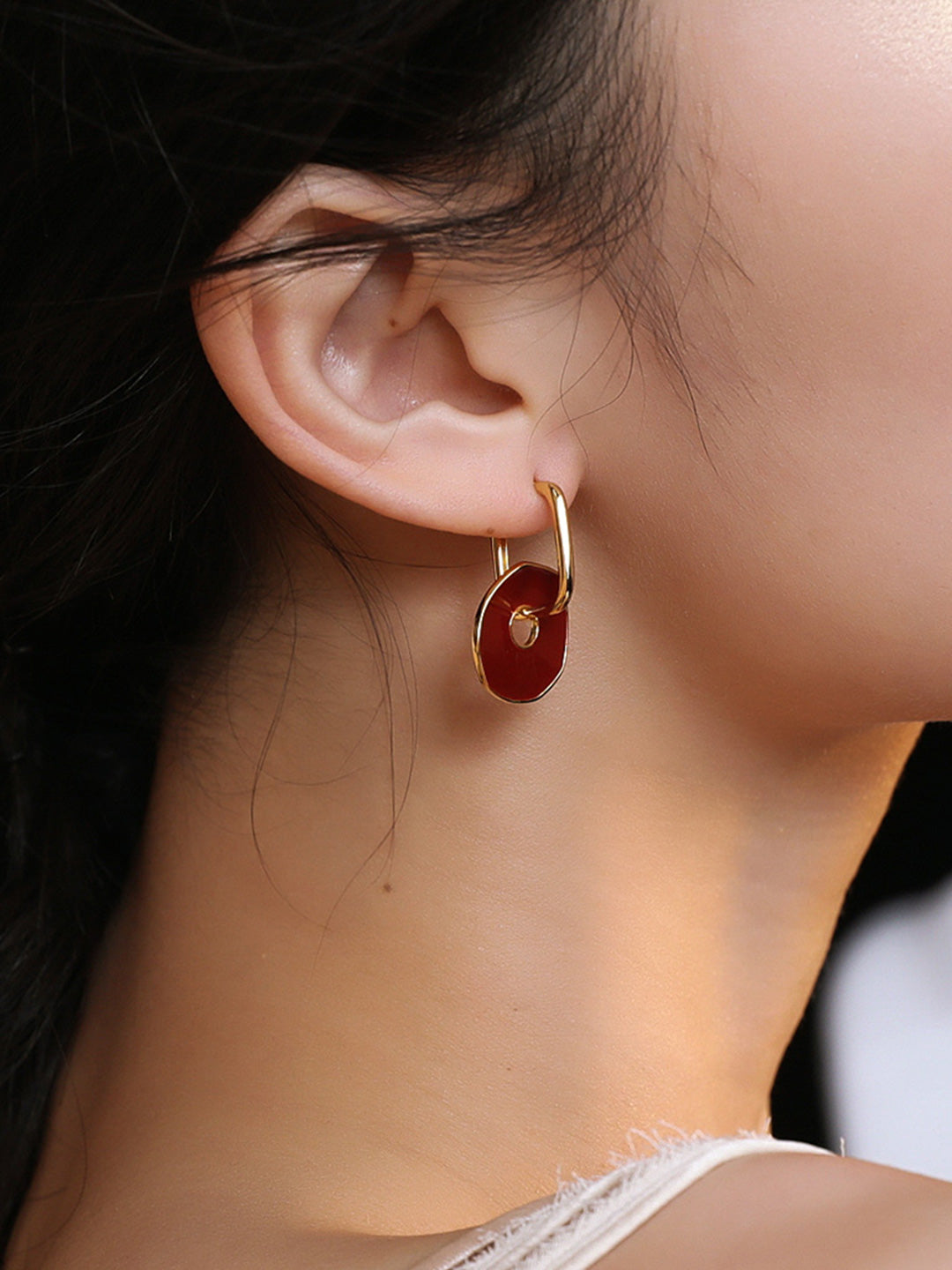 Red Oil-drop Glaze Earrings E0610