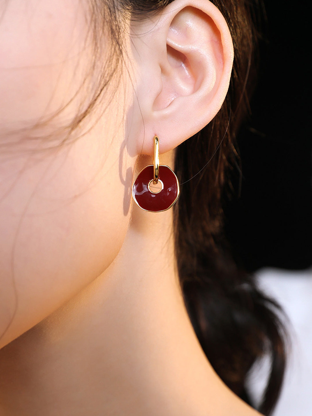 Red Oil-drop Glaze Earrings E0610