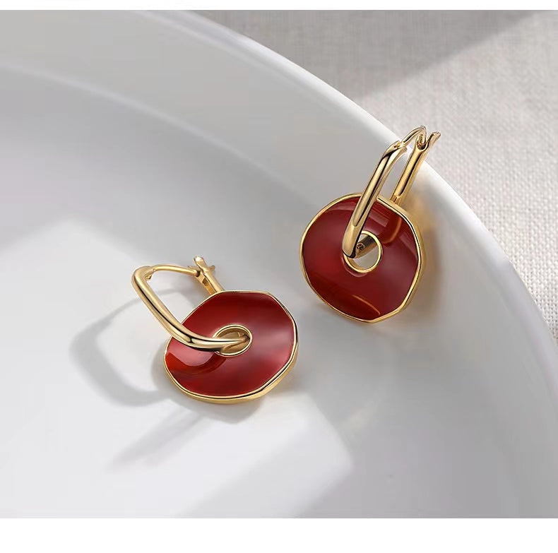 Red Oil-drop Glaze Earrings E0610