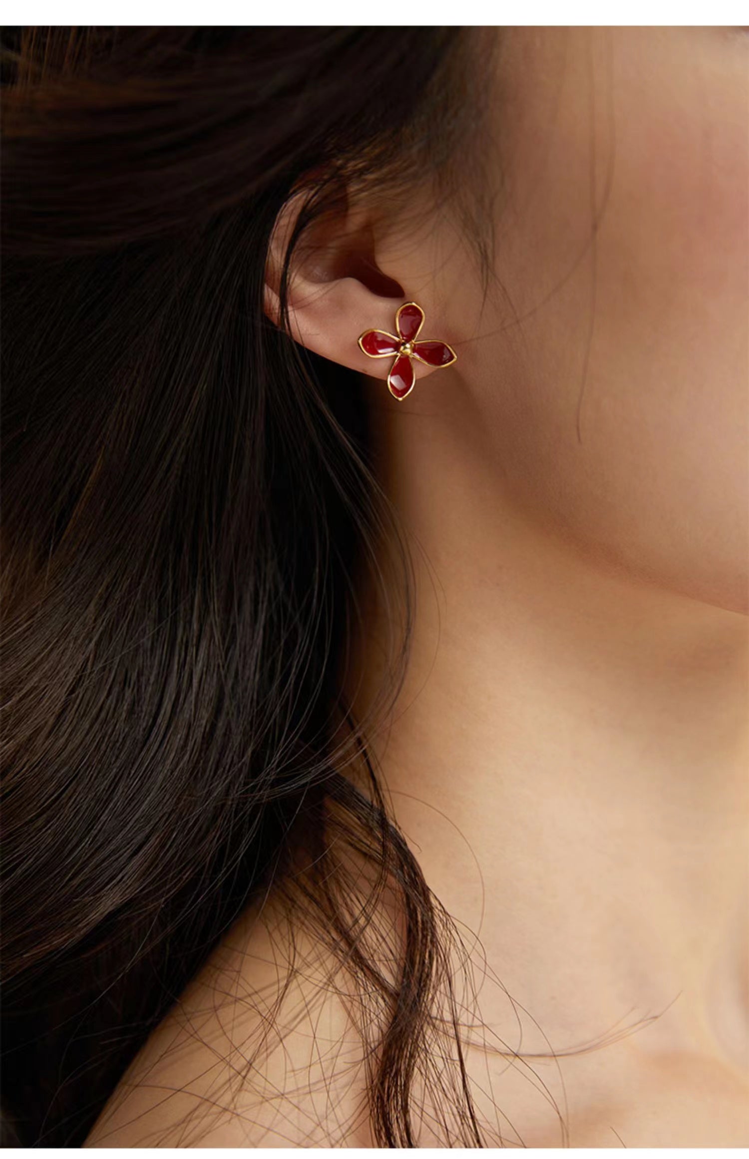 Red Oil-drop Glaze Earrings E0683