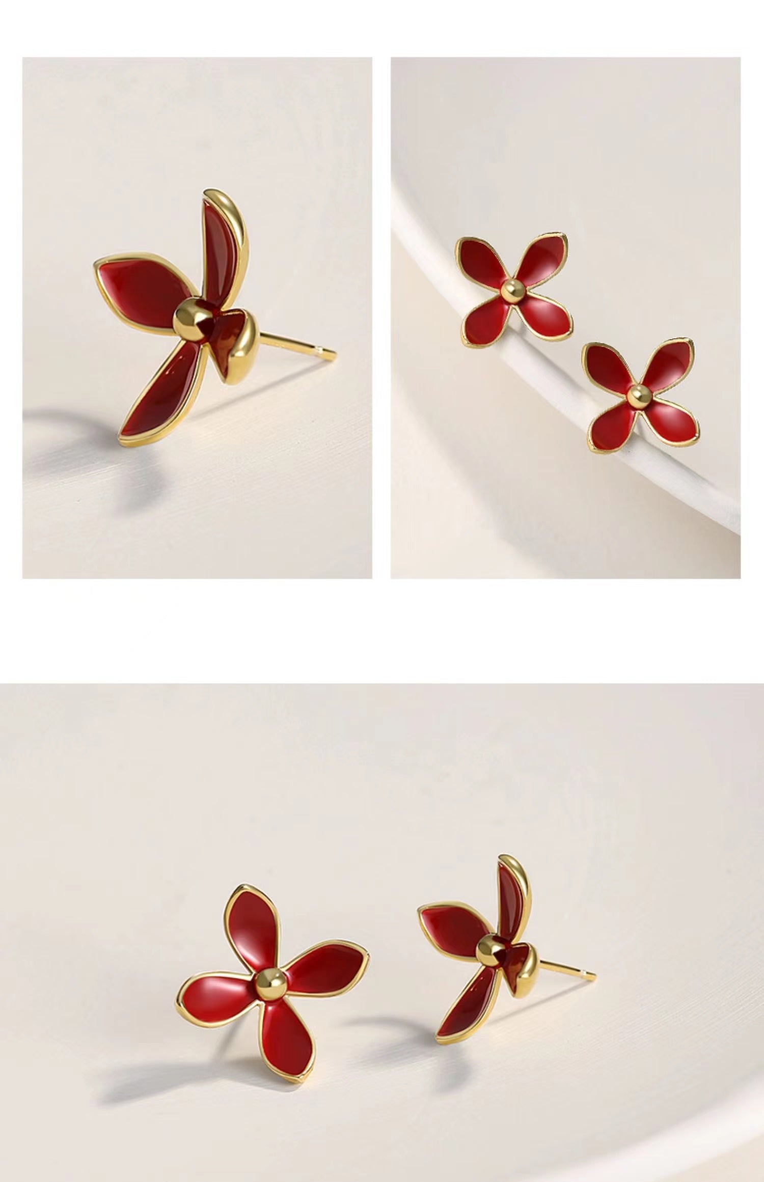 Red Oil-drop Glaze Earrings E0683