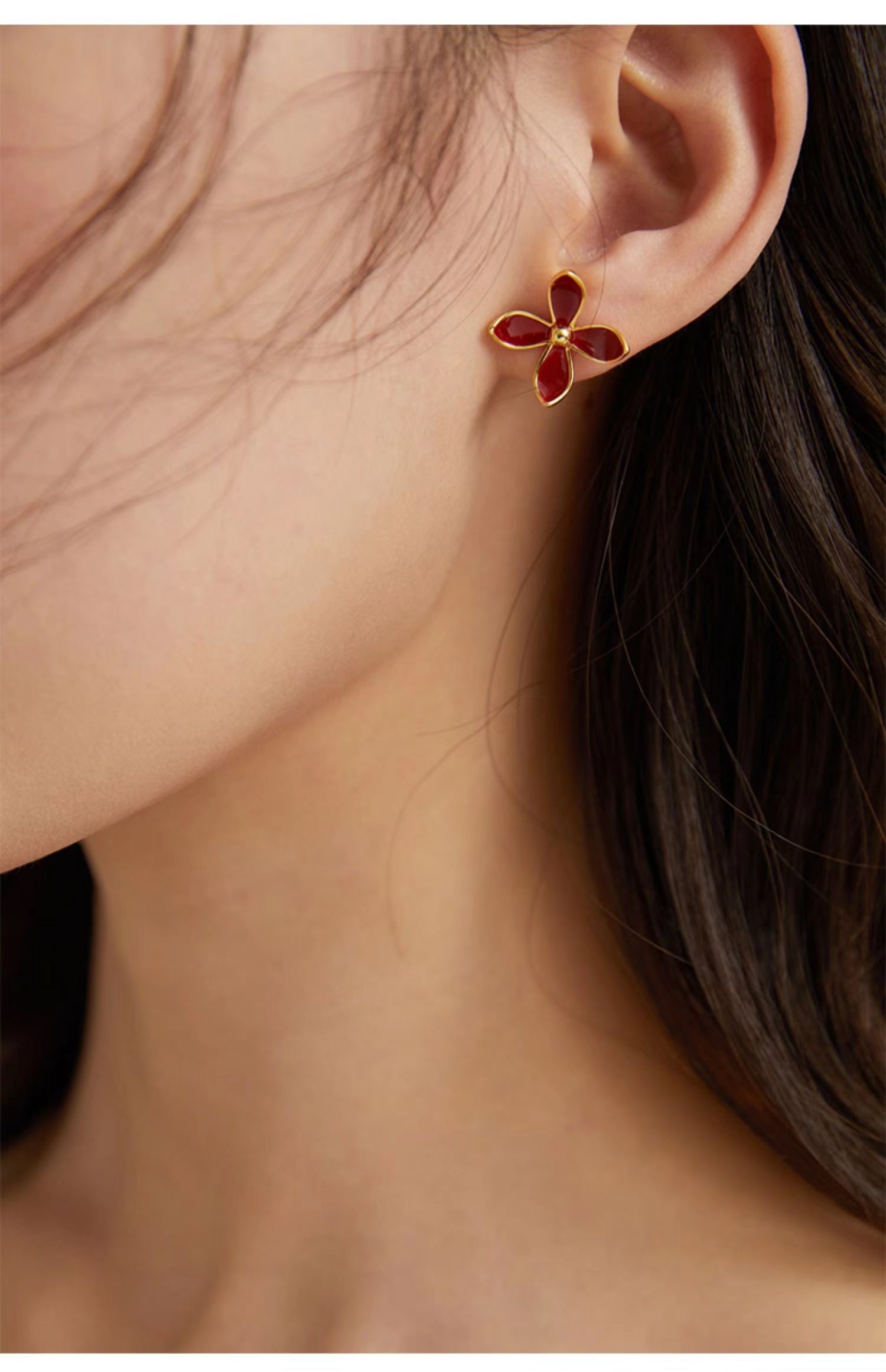 Red Oil-drop Glaze Earrings E0683