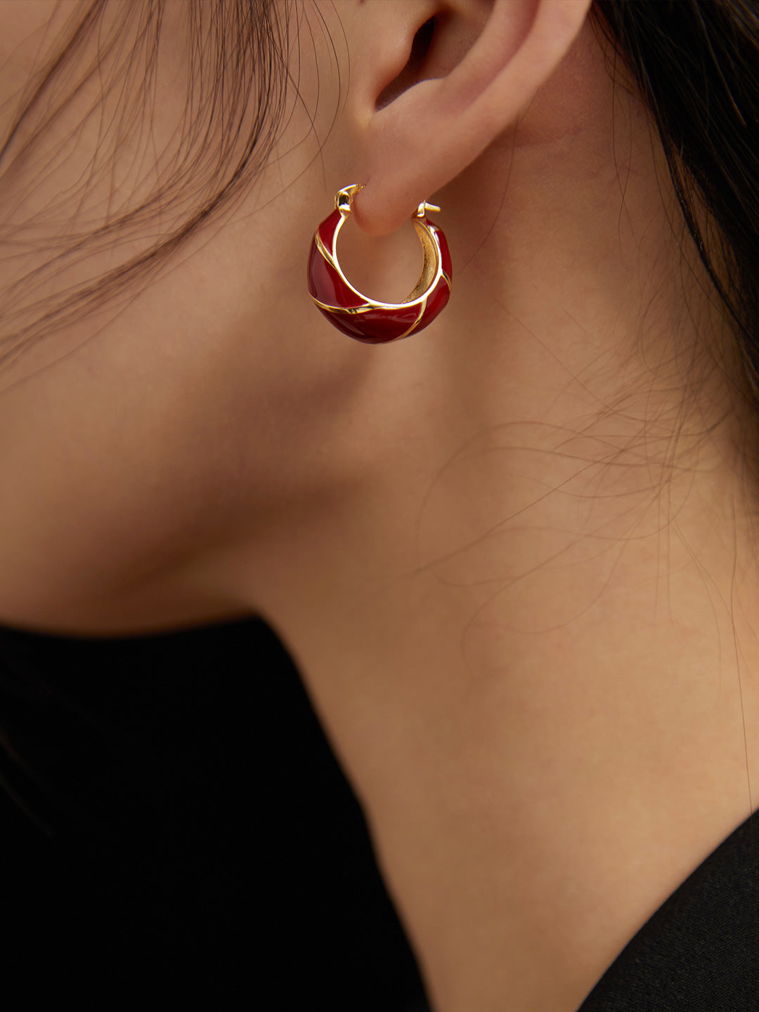 Red Oil-drop Glaze Earrings E0693