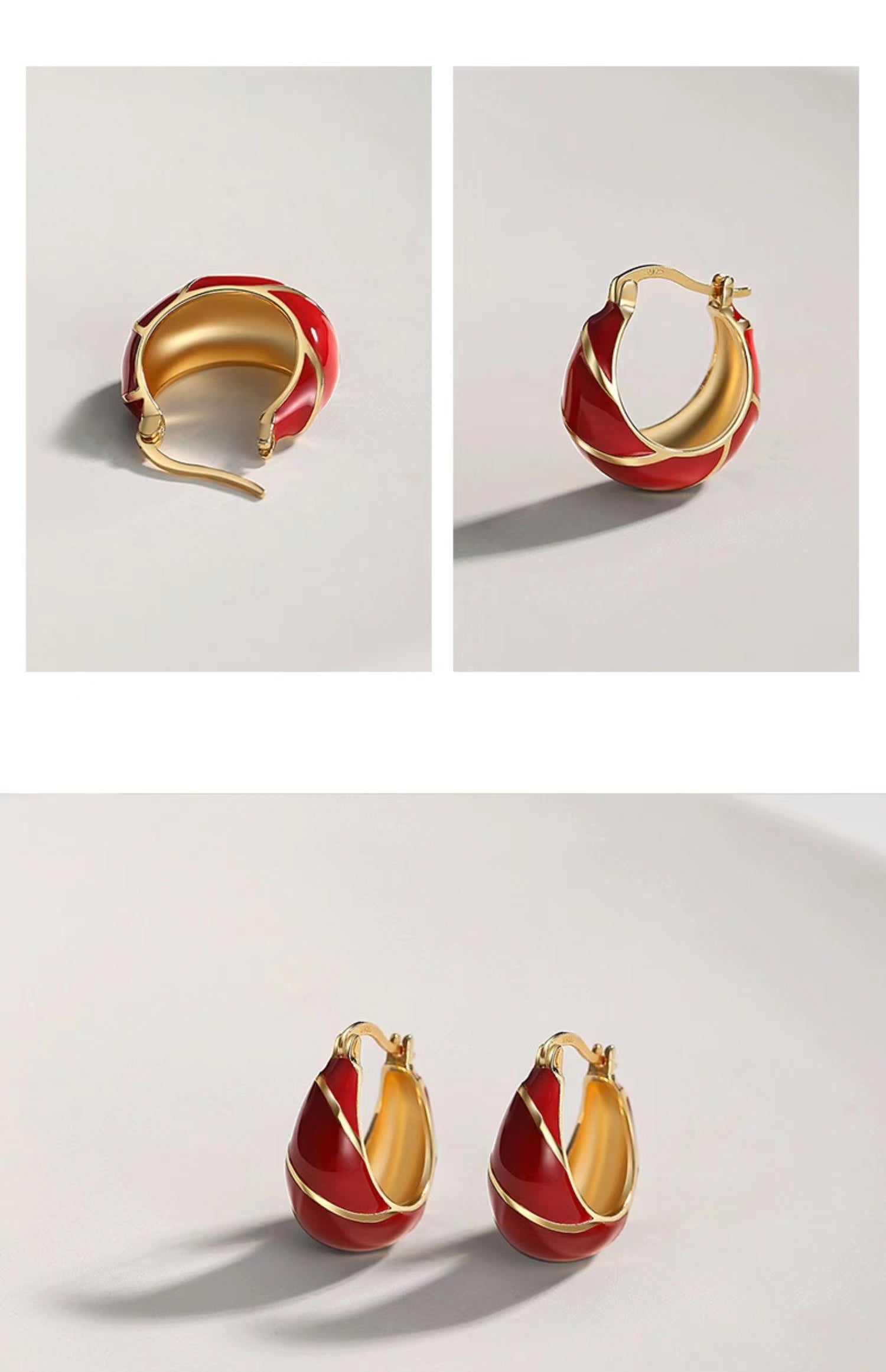 Red Oil-drop Glaze Earrings E0693