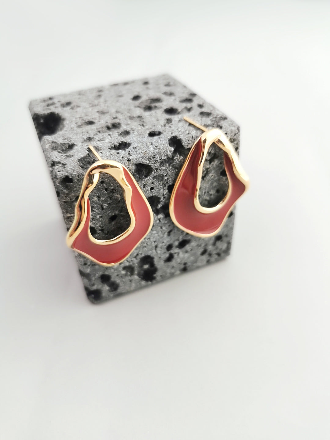 Red Oil-drop Glaze Earrings E0802