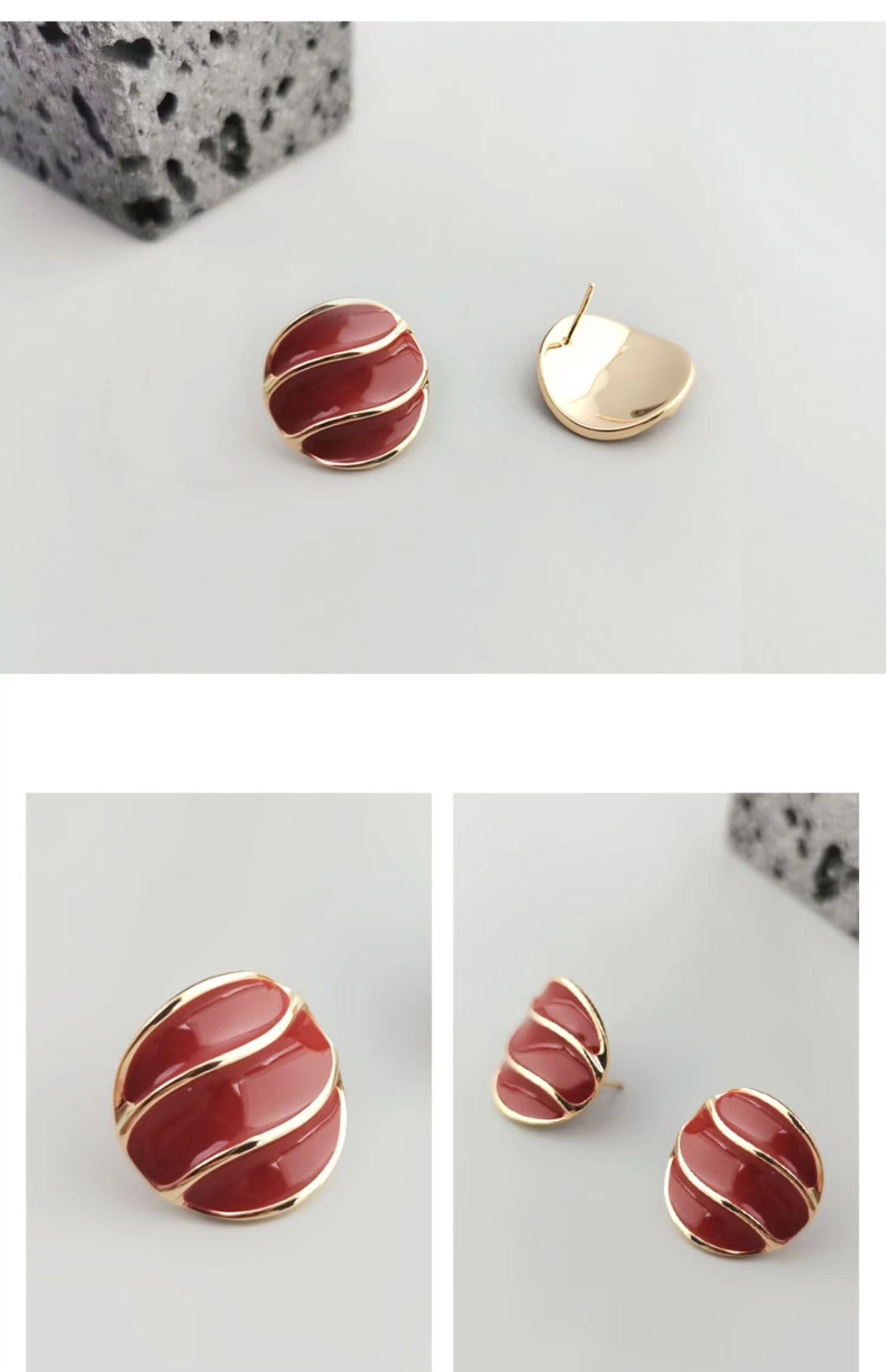 Red Oil-drop Glaze Earrings E0804