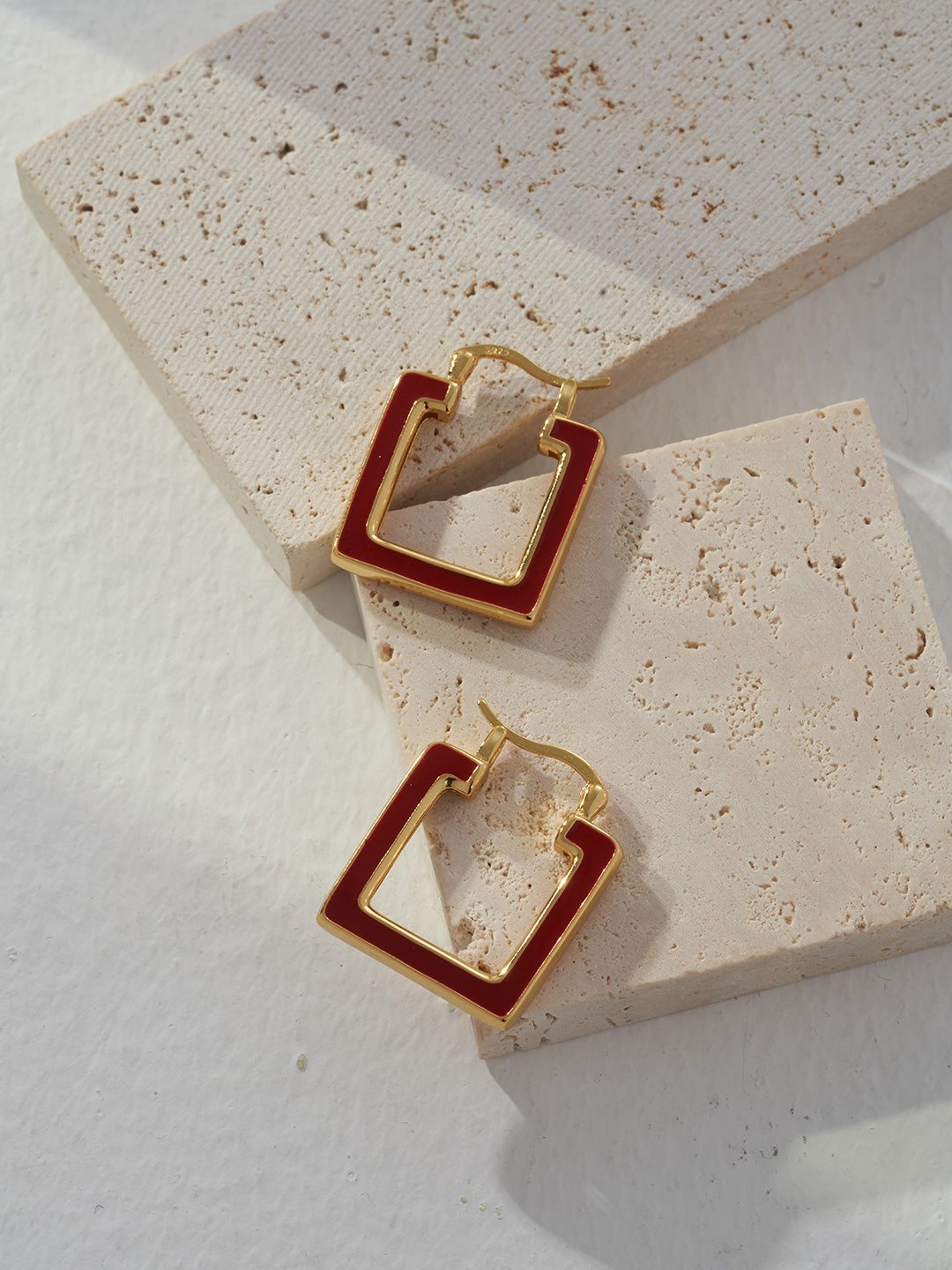 Red£¯White Oil-drop Glaze Earrings E0590