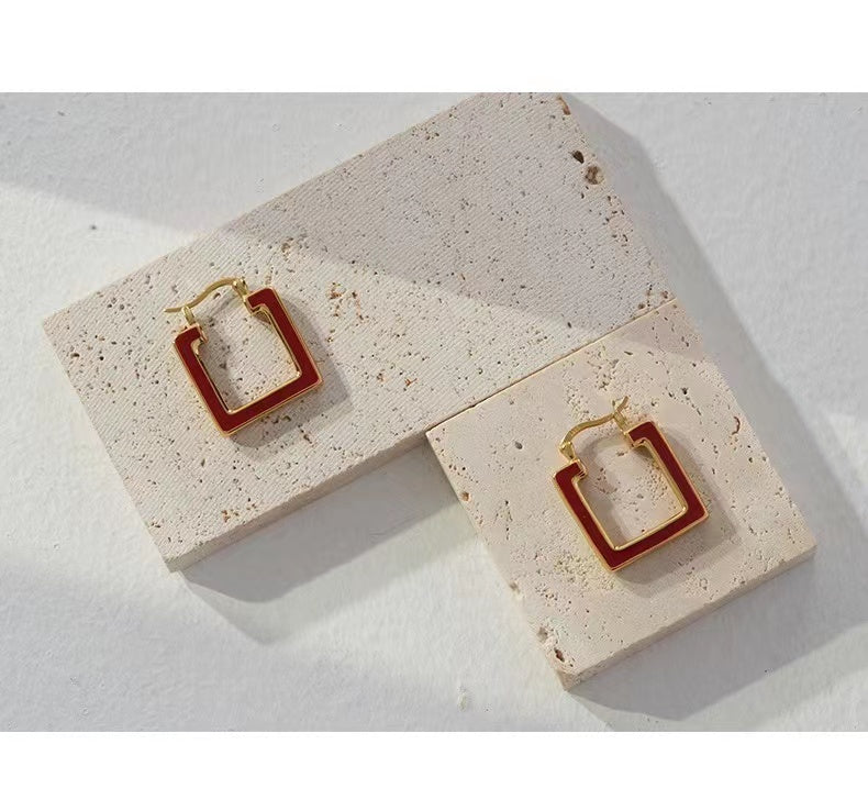 Red£¯White Oil-drop Glaze Earrings E0590