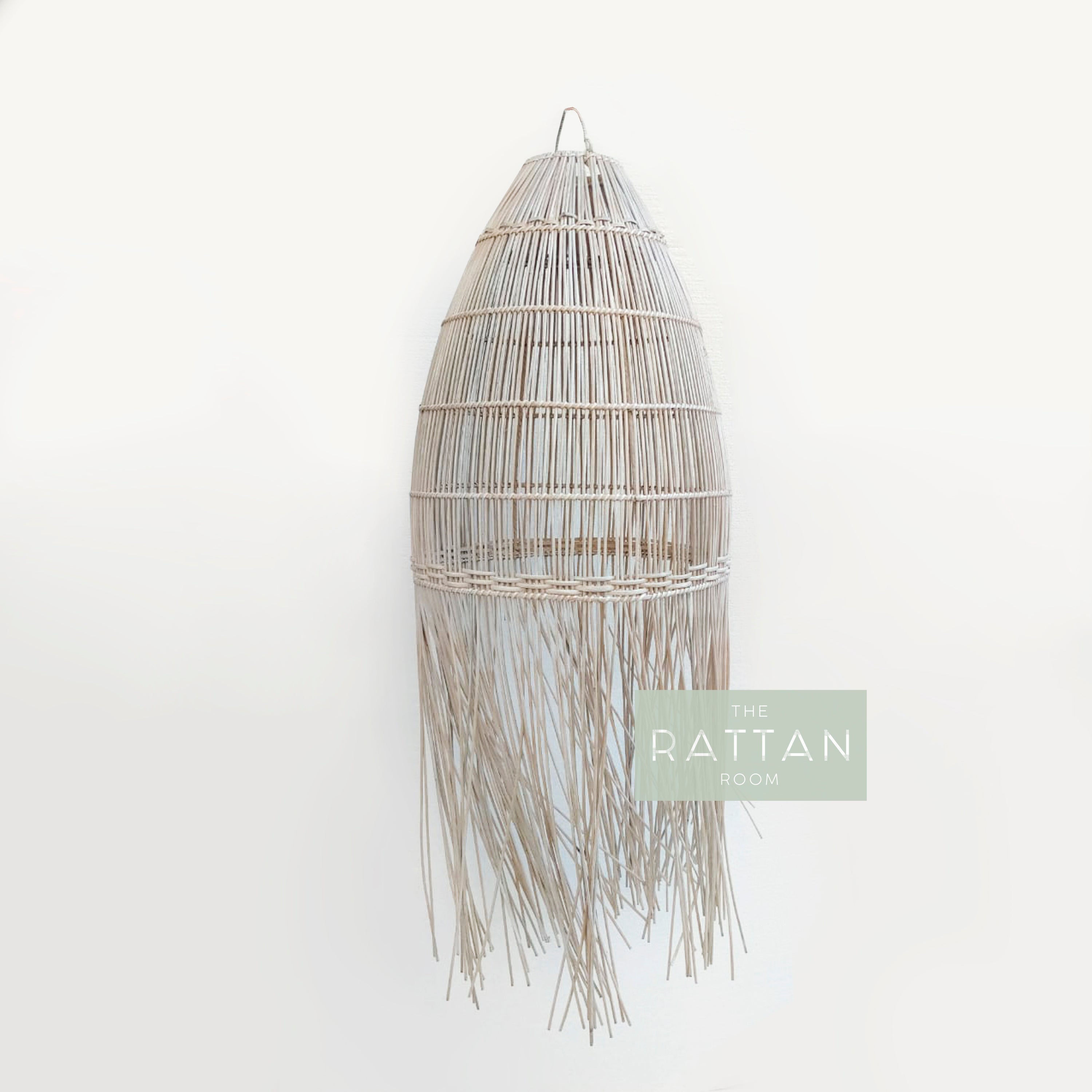 RATTAN FRINGE PENDANT WHITE