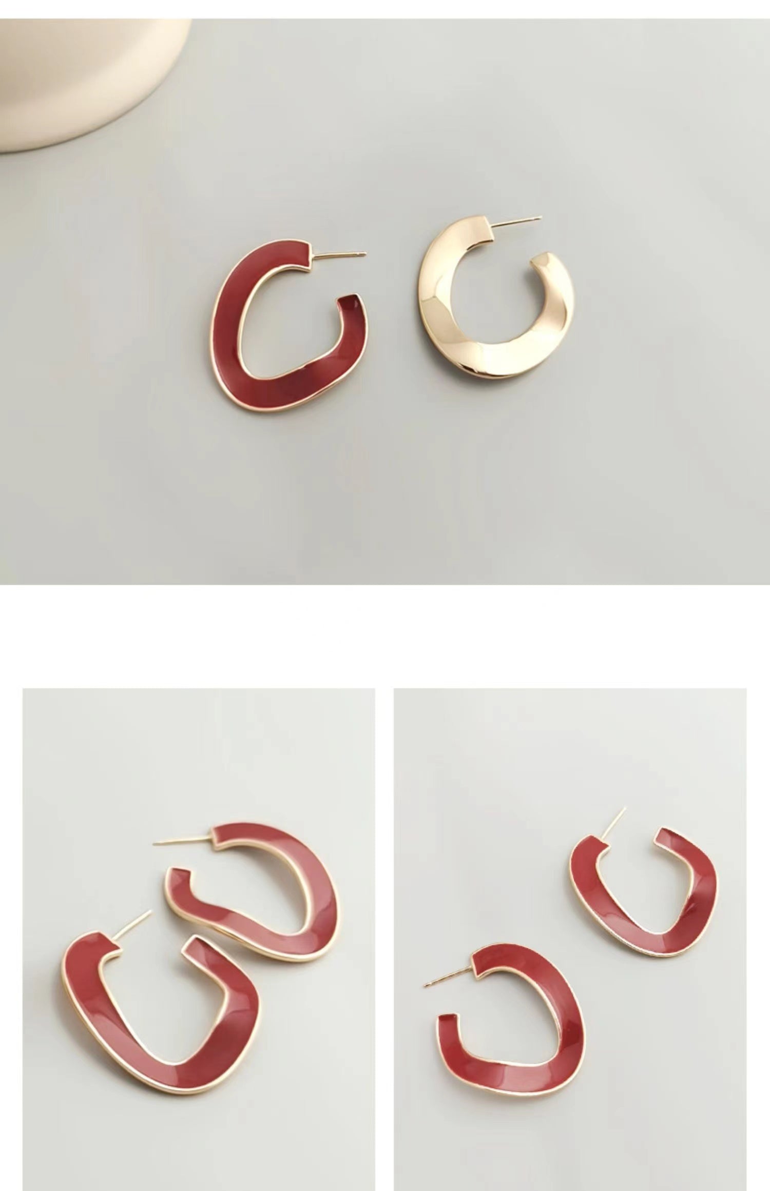 Red Oil-drop Glaze Earrings E0801