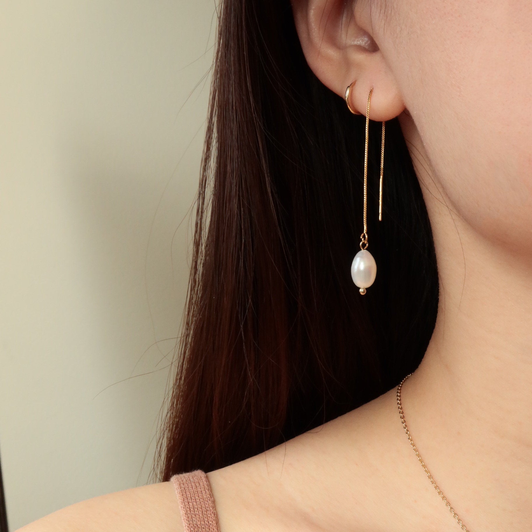 Cécile Pearl Threader Earrings