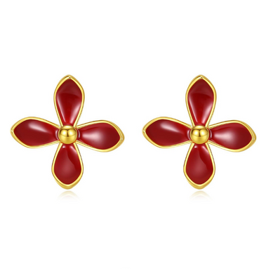 Red Oil-drop Glaze Earrings E0683