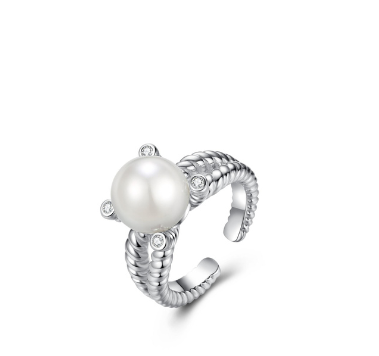 J0056Shell Pearl Adjustable Open Ring J0056